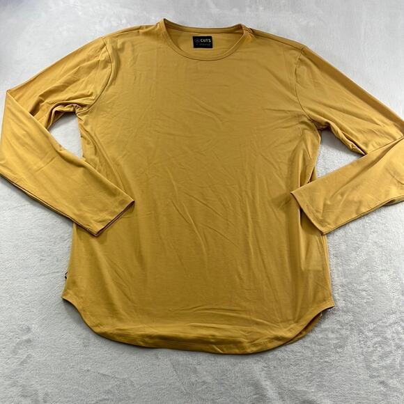 NWOT‎ Cuts Clothing Men's L Gold Yellow Elongate Pyca Pro Long Sleeve T Shirt - Picture 1 of 9
